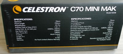 Потребительский обзор подзорной трубы Celestron C70 MiniMak 22 Октябрь 2014 19:30 восьмое